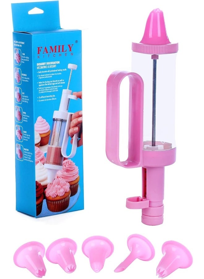 إي سي في في Cookie Press Gun Kit for DIY Biscuit Maker and Decoration with 6 Funnel Icing Tips, Cookie Maker Machine for Party Assorted  - Image 1