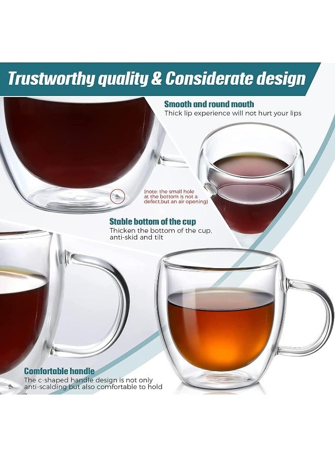 إي سي في في Double Walled Glass Coffee Mugs with Handle, Large Insulated Layer Coffee Cups, Clear Borosilicate Mugs, Perfect for Espresso, Cappuccino, Tea, Latte (5OZ/150ML, 2-piece set) Clear  - Image 4