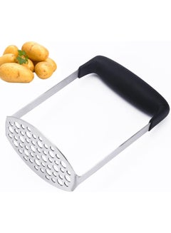 ECVV Smooth Potato Masher, Stainless Steel with Soft Comfort Handles Food Masher for Beans, Vegetable, Fruits, Avocado, Meat Potato Hand-Mashed Machine Black  - Image 1