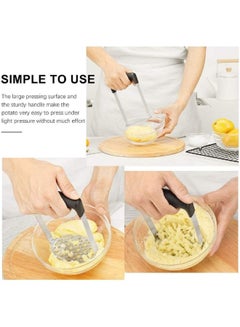 ECVV Smooth Potato Masher, Stainless Steel with Soft Comfort Handles Food Masher for Beans, Vegetable, Fruits, Avocado, Meat Potato Hand-Mashed Machine Black  - Image 3