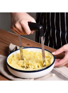 ECVV Smooth Potato Masher, Stainless Steel with Soft Comfort Handles Food Masher for Beans, Vegetable, Fruits, Avocado, Meat Potato Hand-Mashed Machine Black  - Image 2