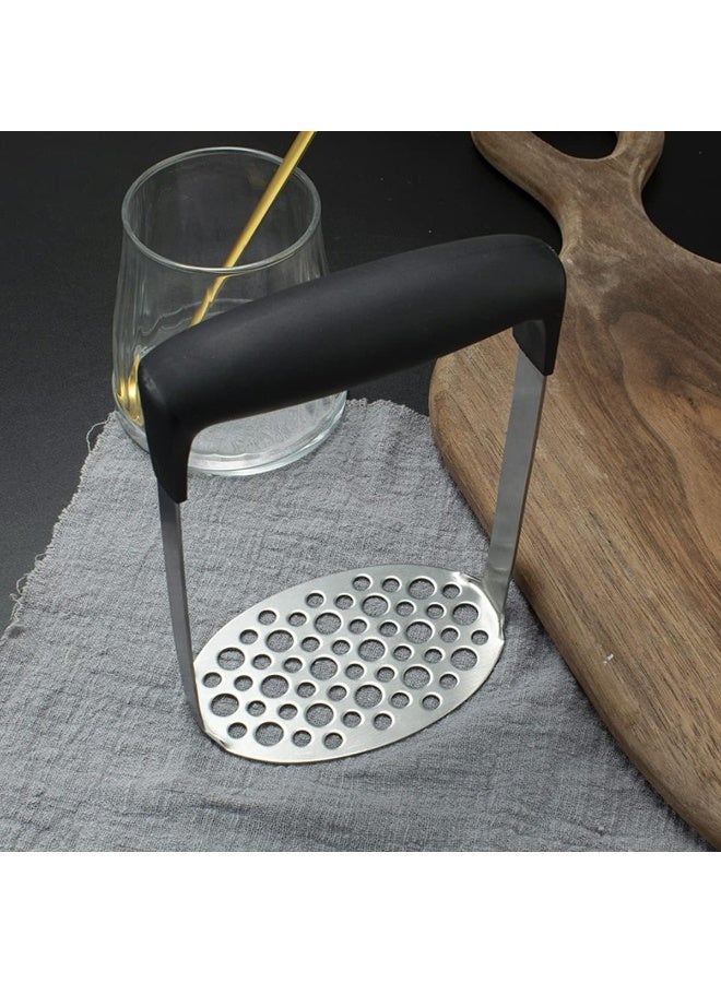 إي سي في في Smooth Potato Masher, Stainless Steel with Soft Comfort Handles Food Masher for Beans, Vegetable, Fruits, Avocado, Meat Potato Hand-Mashed Machine Black  - Image 5
