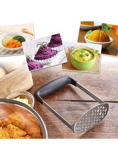 ECVV Smooth Potato Masher, Stainless Steel with Soft Comfort Handles Food Masher for Beans, Vegetable, Fruits, Avocado, Meat Potato Hand-Mashed Machine Black  - Image 4