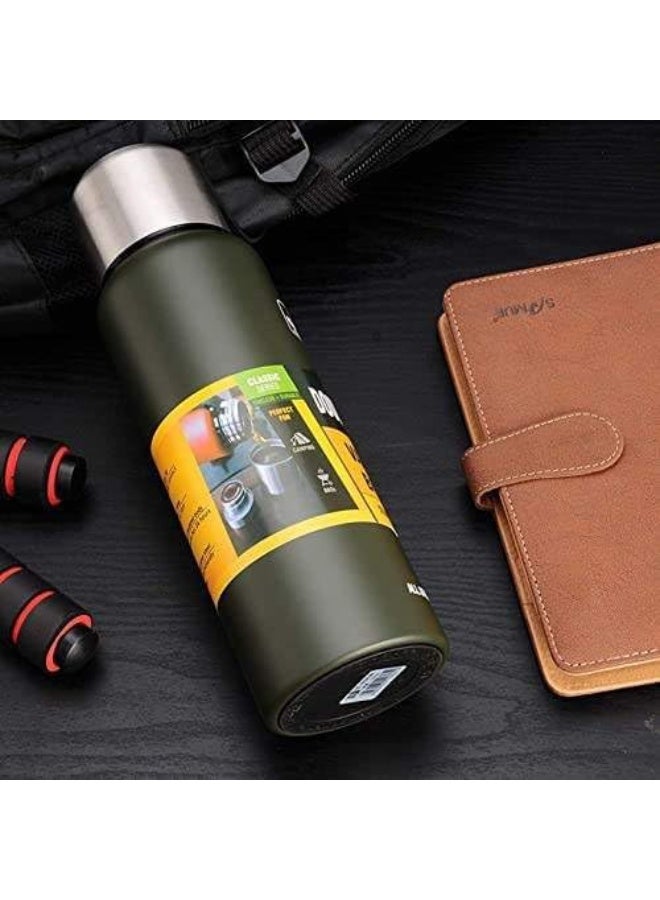 ECVV Large Capacity Stainless Steel Vacuum Flask with Strap, Double Wall Insulated Water Bottles, Leak Proof Thermos for Hot Drinks or Cold, Coffee Travel Mugs for Women Men | 600ml Silver - Image 4