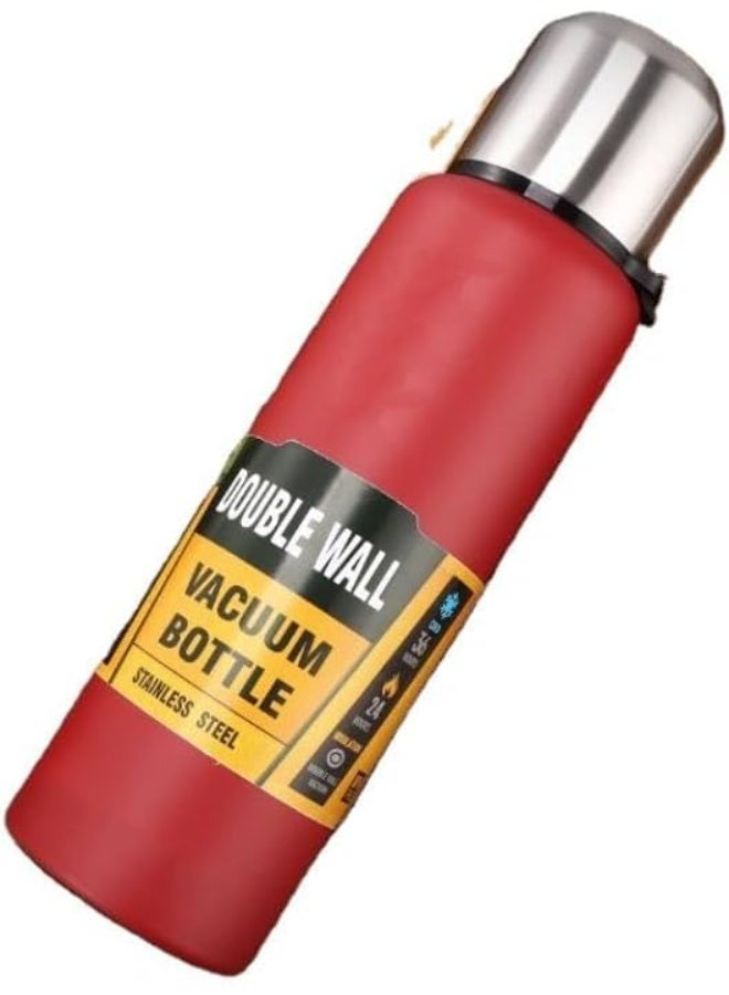 إي سي في في زجاجة فراغية من الفولاذ المقاوم للصدأ بسعة كبيرة مع حزام، زجاجات ماء معزولة بجدار مزدوج، ترمس مانع للتسرب للمشروبات الساخنة أو الباردة، أكواب سفر للقهوة للنساء والرجال | 600 مل - Image 1