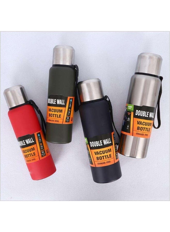 إي سي في في زجاجة فراغية من الفولاذ المقاوم للصدأ بسعة كبيرة مع حزام، زجاجات ماء معزولة بجدار مزدوج، ترمس مانع للتسرب للمشروبات الساخنة أو الباردة، أكواب سفر للقهوة للنساء والرجال | 600 مل - Image 4