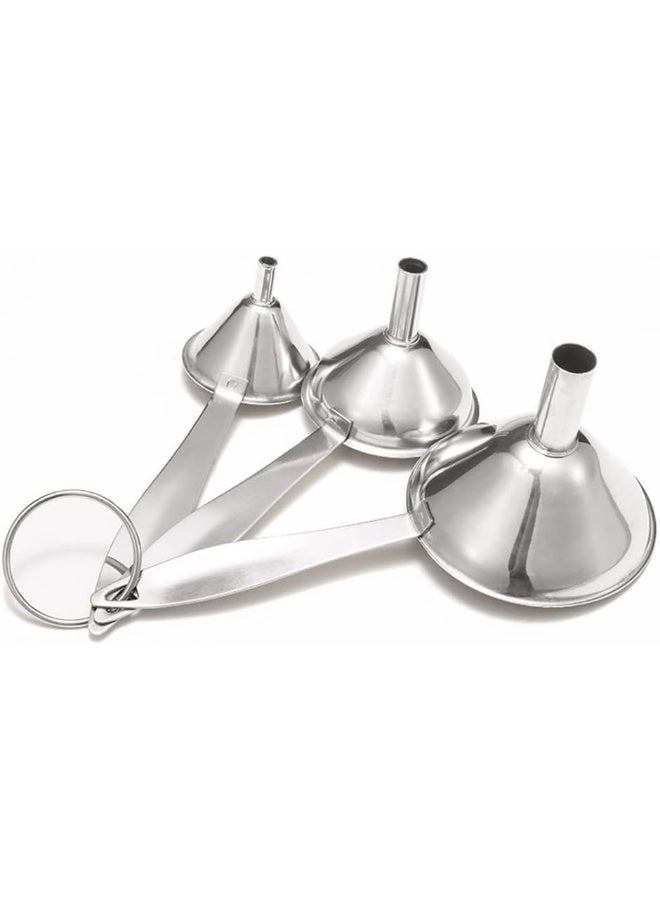 ECVV Kitchen Funnel Set, Food Grade Metal Funnels Transferring Essential Oils Liquid Fluid Spice Dry Ingredients Powder Small Funnels for Filling Bottles Silver - Image 5