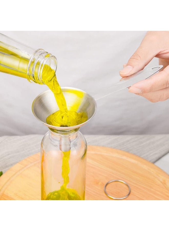 ECVV Kitchen Funnel Set, Food Grade Metal Funnels Transferring Essential Oils Liquid Fluid Spice Dry Ingredients Powder Small Funnels for Filling Bottles Silver - Image 4