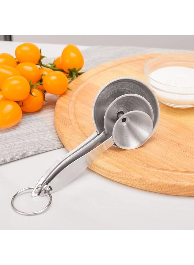 ECVV Kitchen Funnel Set, Food Grade Metal Funnels Transferring Essential Oils Liquid Fluid Spice Dry Ingredients Powder Small Funnels for Filling Bottles Silver - Image 3