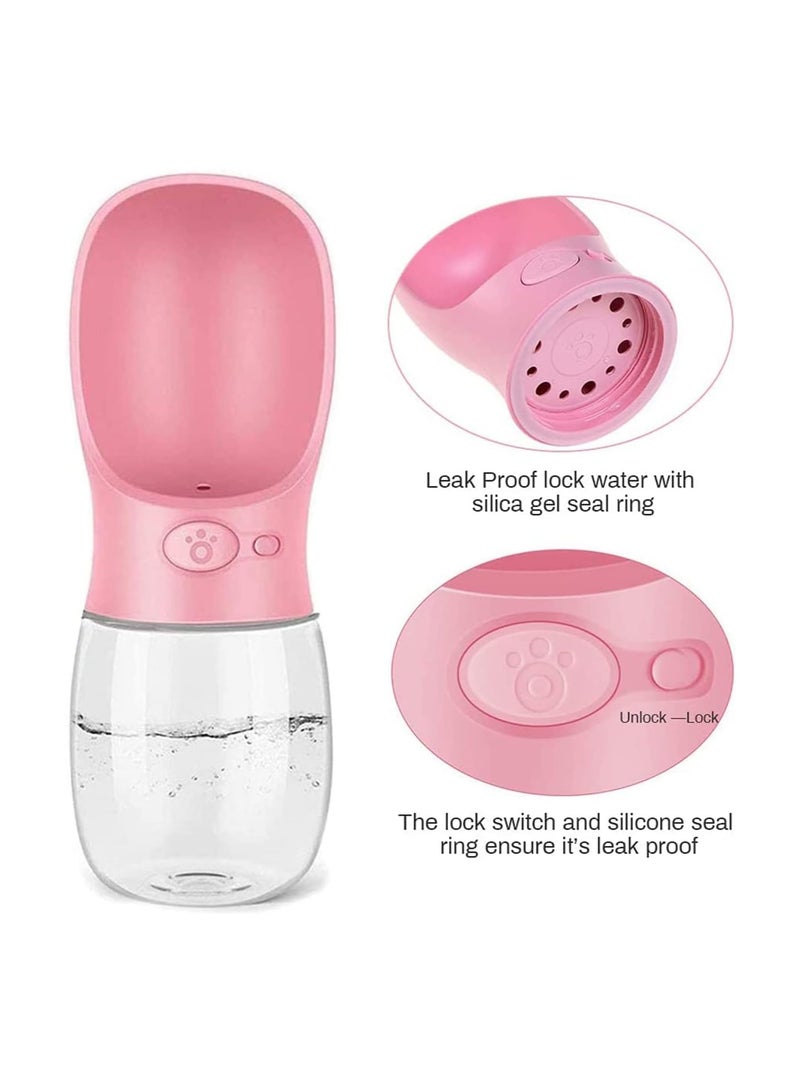 إي سي في في Dog Water Bottle Leak Proof Portable Water Dispenser for Puppy Pets Outdoor Walking Hiking, Travel Bottle 12 OZ (350ML), Pink  - Image 4