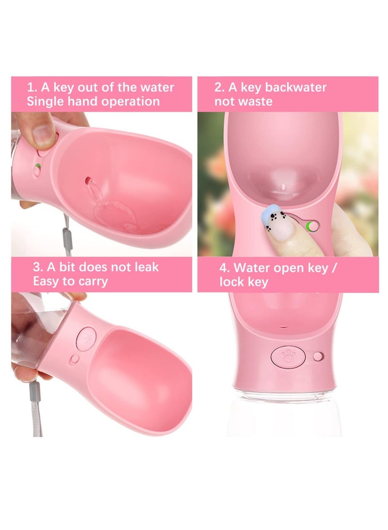 إي سي في في Dog Water Bottle Leak Proof Portable Water Dispenser for Puppy Pets Outdoor Walking Hiking, Travel Bottle 12 OZ (350ML), Pink  - Image 2