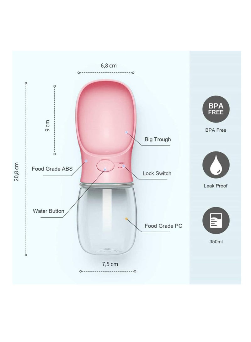 إي سي في في Dog Water Bottle Leak Proof Portable Water Dispenser for Puppy Pets Outdoor Walking Hiking, Travel Bottle 12 OZ (350ML), Pink  - Image 3