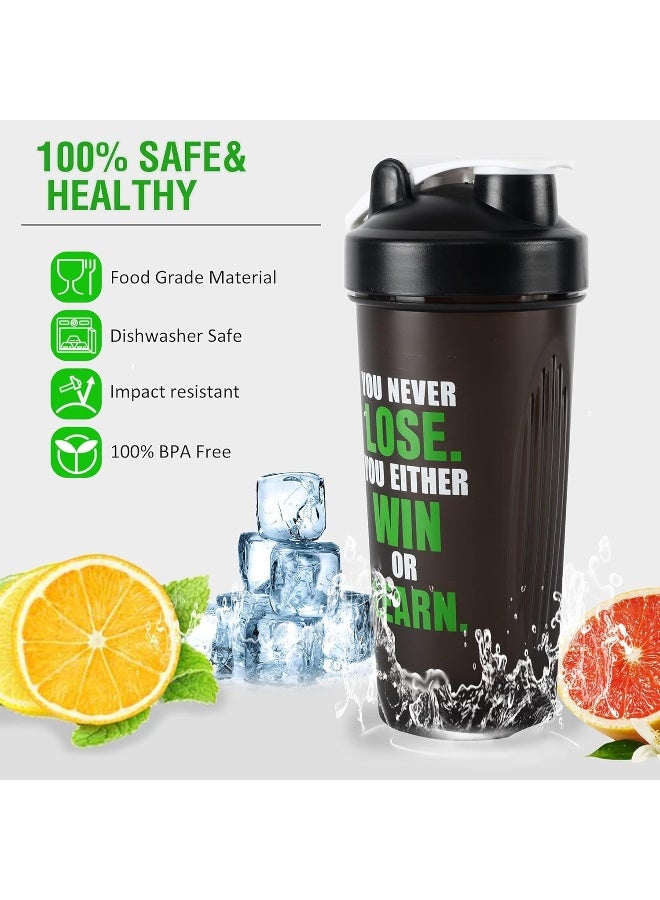 ECVV 550 ML Protein Shaker Bottle with Motivational Quotes | Protein Shaker Bottle with Mixer Agitators | Shaker Bottle for Protein Mixes Pack is BPA Free and Dishwasher Safe. Black and White  - Image 3