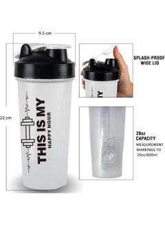 ECVV 550 ML Protein Shaker Bottle with Motivational Quotes | Protein Shaker Bottle with Mixer Agitators | Shaker Bottle for Protein Mixes Pack is BPA Free and Dishwasher Safe. Black and White  - Image 2