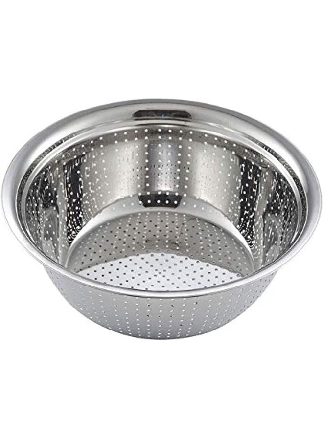 ECVV Stainless Steel Strainer Basket Fruit Vegetable Washing Bowl Metal Sink Strainer Mesh Colander Drain Net Basket 28cm - Silver - Image 1