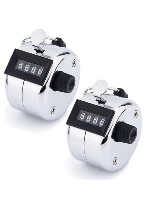 Handheld 4-Digit Count Clicker Counter Tally Counter, Mechanical Palm Counter for Coaching, Fishing, Golf, Knitting, Metal Hand Clicker with Finger Ring Number Count