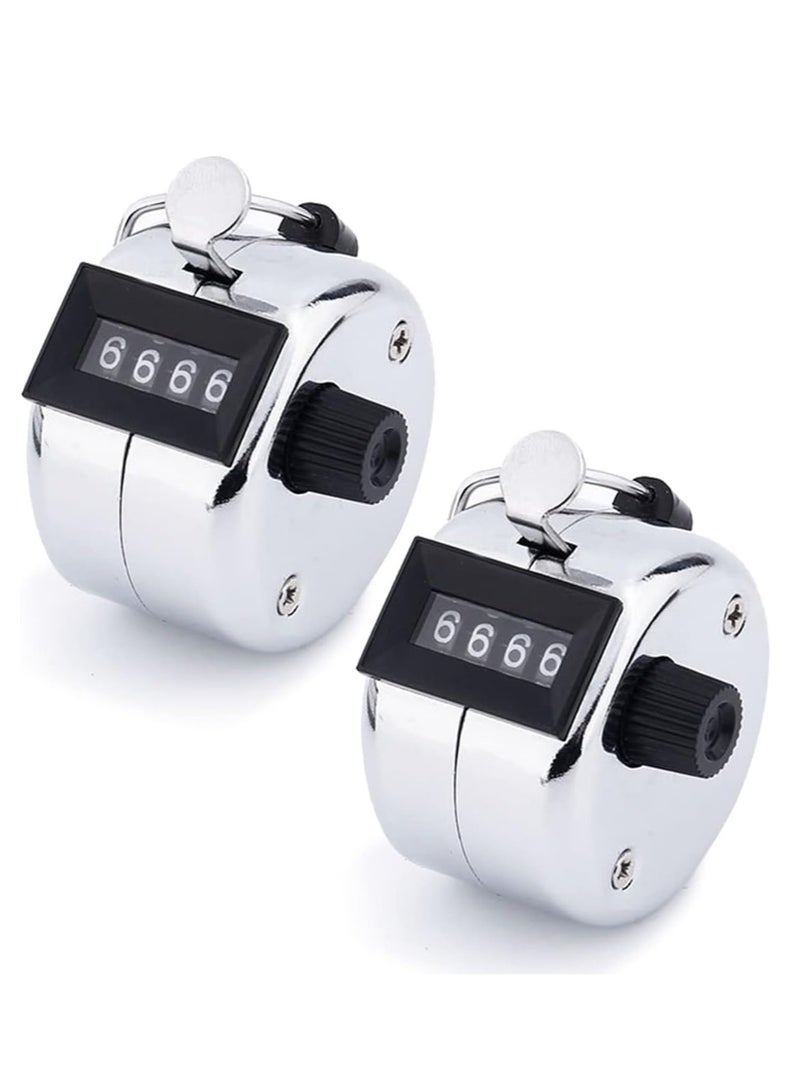 ECVV - Handheld 4-Digit Count Clicker Counter Tally Counter, Mechanical Palm Counter for Coaching, Fishing, Golf, Knitting, Metal Hand Clicker with Finger Ring Number Count - Image 1