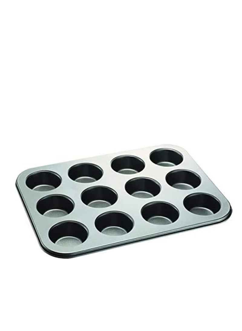 إي سي في في Cake Bakeware Mould, Carbon Steel Muffin Pan, 12 Cavity Bakeware Non-Stick Cake Baking Pan, Mini Pie Pans, Carbon Steel Muffin Tray, Standard Baking Pan Mold for Oven Baking  - Image 1