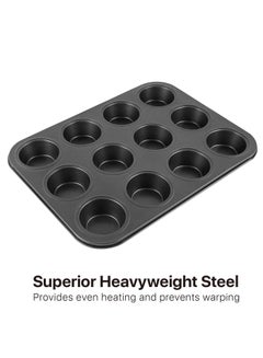 ECVV Cake Bakeware Mould, Carbon Steel Muffin Pan, 12 Cavity Bakeware Non-Stick Cake Baking Pan, Mini Pie Pans, Carbon Steel Muffin Tray, Standard Baking Pan Mold for Oven Baking  - Image 3