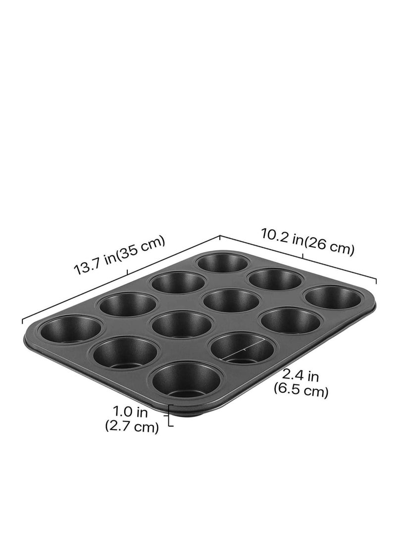 إي سي في في Cake Bakeware Mould, Carbon Steel Muffin Pan, 12 Cavity Bakeware Non-Stick Cake Baking Pan, Mini Pie Pans, Carbon Steel Muffin Tray, Standard Baking Pan Mold for Oven Baking  - Image 4