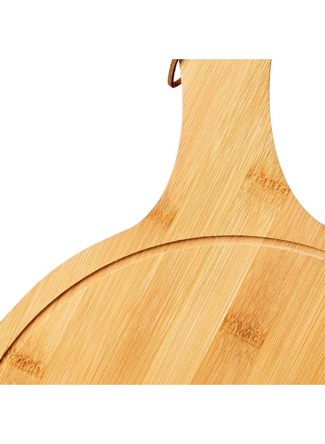 ECVV Natural Bamboo Pizza Tray, Multifunctional Pizza Board, Pizza Paddle with Handle for Baking Pizza, Bread, Cutting Fruit, Vegetables, Cheese (8 Inch) Brown  - Image 3