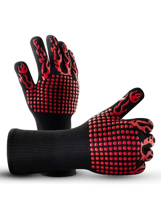 إي سي في في BBQ Gloves, Oven Gloves 1472℉ High Temperature Resistant Protective Gloves Food Grade Kitchen Grill Gloves, Silicone Non-Slip Cooking Gloves for Barbecue, Cooking, Baking, Welding, Cutting Red  - Image 1