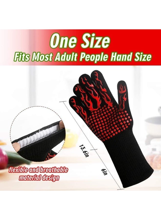 إي سي في في BBQ Gloves, Oven Gloves 1472℉ High Temperature Resistant Protective Gloves Food Grade Kitchen Grill Gloves, Silicone Non-Slip Cooking Gloves for Barbecue, Cooking, Baking, Welding, Cutting Red  - Image 3