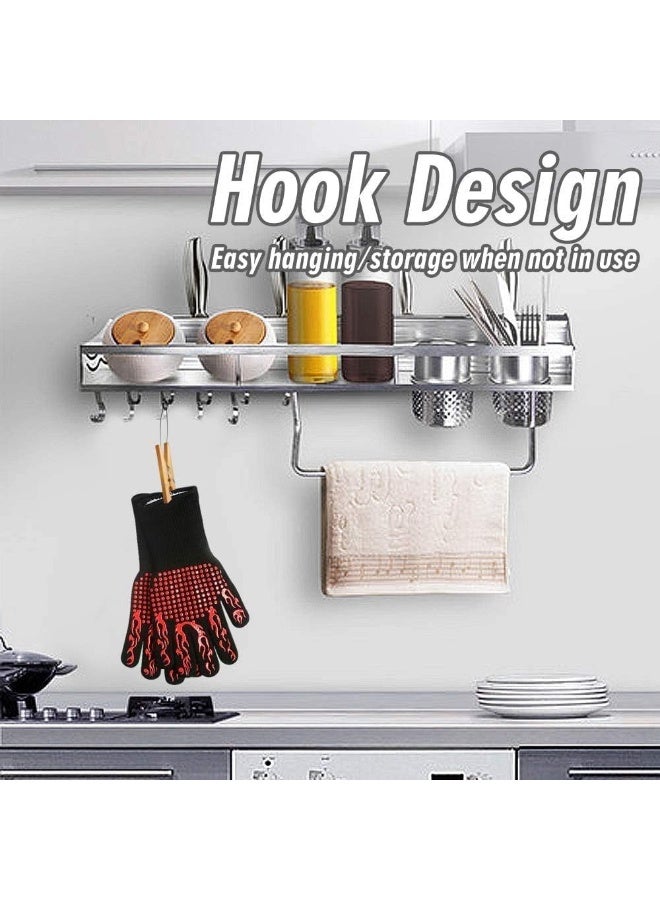 إي سي في في BBQ Gloves, Oven Gloves 1472℉ High Temperature Resistant Protective Gloves Food Grade Kitchen Grill Gloves, Silicone Non-Slip Cooking Gloves for Barbecue, Cooking, Baking, Welding, Cutting Red  - Image 5