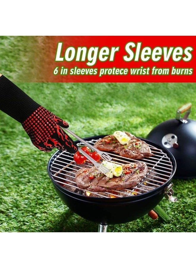 إي سي في في BBQ Gloves, Oven Gloves 1472℉ High Temperature Resistant Protective Gloves Food Grade Kitchen Grill Gloves, Silicone Non-Slip Cooking Gloves for Barbecue, Cooking, Baking, Welding, Cutting Red  - Image 4