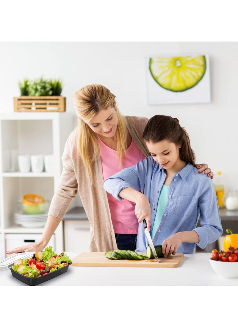 ECVV [20 Pcs] | 32 Oz Meal Prep Containers with Lids | 1 Compartment Plastic Food Storage Containers | Food Container | Lunch Boxes for Adults Black & Transparent - Image 3