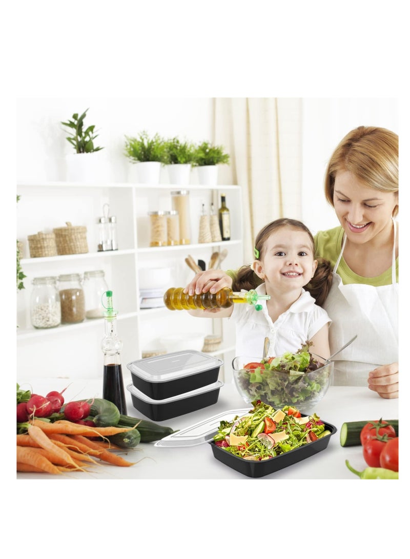 ECVV [20 Pcs] | 32 Oz Meal Prep Containers with Lids | 1 Compartment Plastic Food Storage Containers | Food Container | Lunch Boxes for Adults Black & Transparent - Image 5