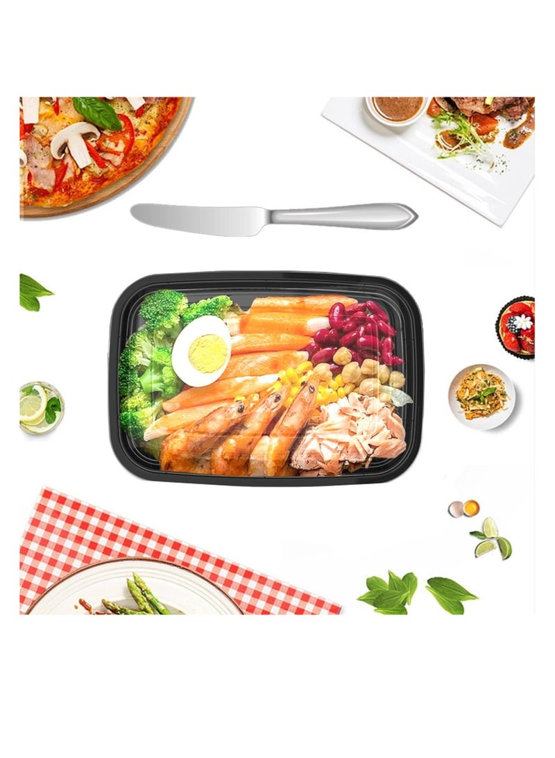 ECVV [20 Pcs] | 32 Oz Meal Prep Containers with Lids | 1 Compartment Plastic Food Storage Containers | Food Container | Lunch Boxes for Adults Black & Transparent - Image 4