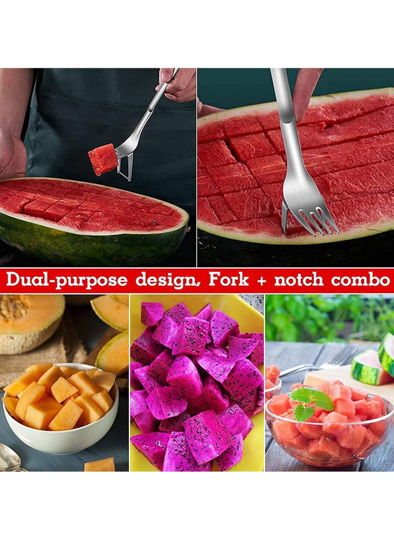 ECVV 2-in-1 Watermelon Slicer Cutter, Fork Slicer, Summer Cutting Artifact, Stainless Steel Fruit Forks Knife for Family Parties Camping, Silver, LC-FSLICER01  - Image 5