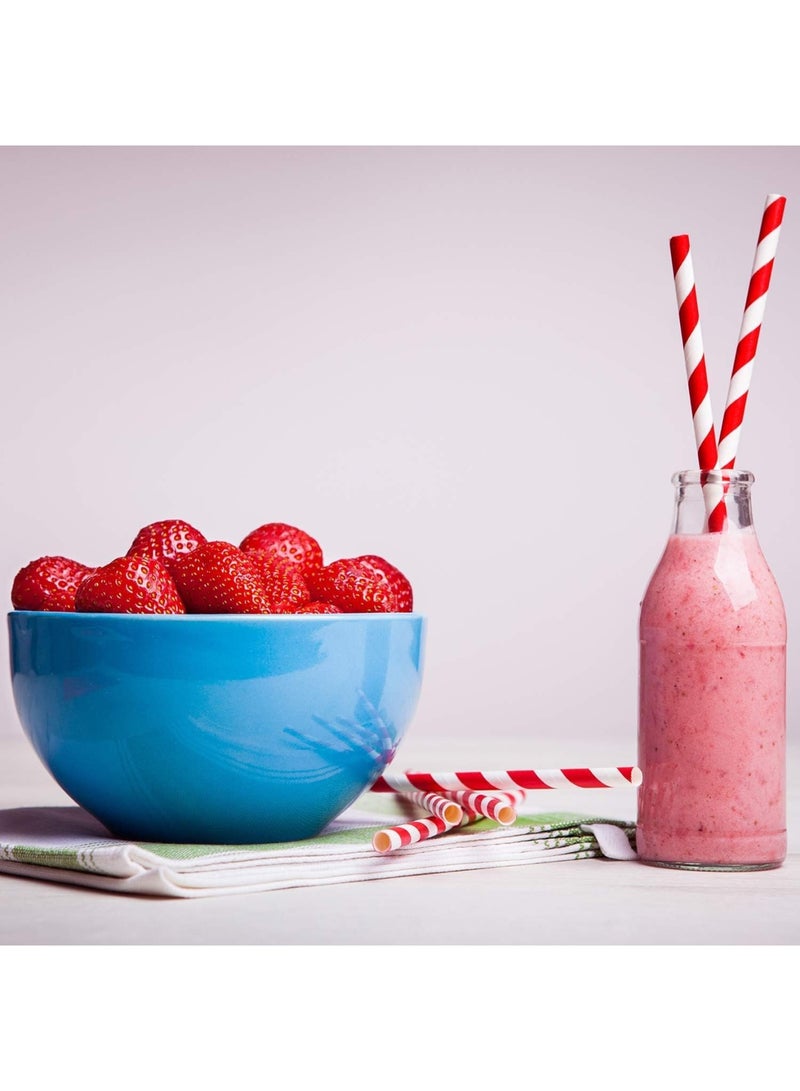 إي سي في في 100 Biodegradable Paper Straws - Rainbow Stripes - Eco-Friendly & Durable  - Image 3