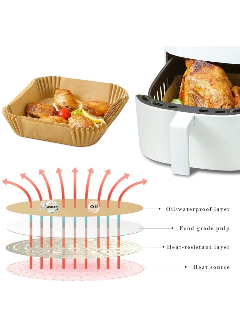 إي سي في في Air Fryer Disposable Paper Liner Square Non Stick 6.3 Inch Beige - Image 4