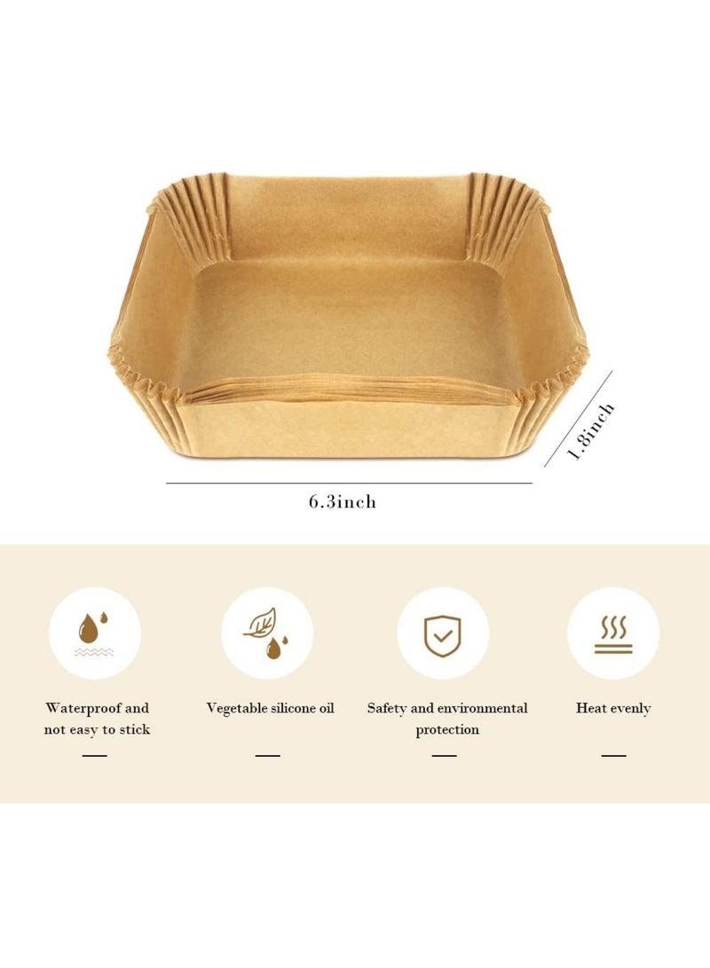 إي سي في في Air Fryer Disposable Paper Liner Square Non Stick 6.3 Inch Beige - Image 2