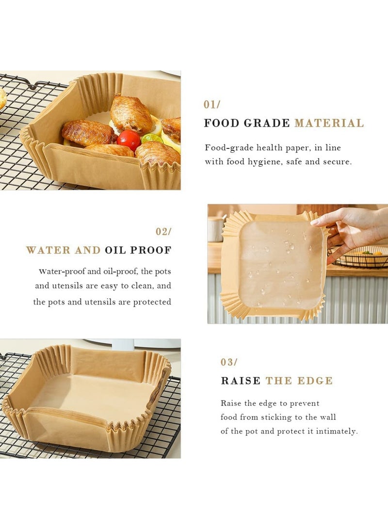 إي سي في في Air Fryer Disposable Paper Liner Square Non Stick 6.3 Inch Beige - Image 3