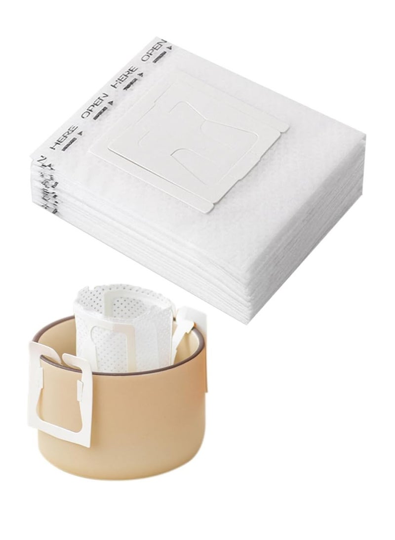 إي سي في في ECVV 50Pcs Portable Coffee Filter Paper Bag Hanging Ear Drip Coffee Bag, Disposable Coffee Filters, Single Serve Disposable Drip Coffee Filter Bag Perfect for Travel, Camping, Home, Office  - Image 1