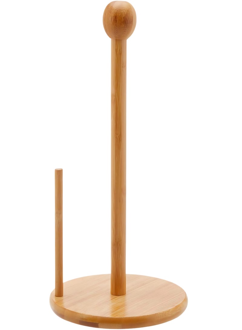 ECVV ECVV Bamboo Roll Holder countertop Tissue Stand Bamboo Paper Towel Holder Kitchen Paper Towel Stand Tissue Holder Paper Towel Holders Tissue Paper Bamboo Toilet | Round Shape Brown  - Image 1
