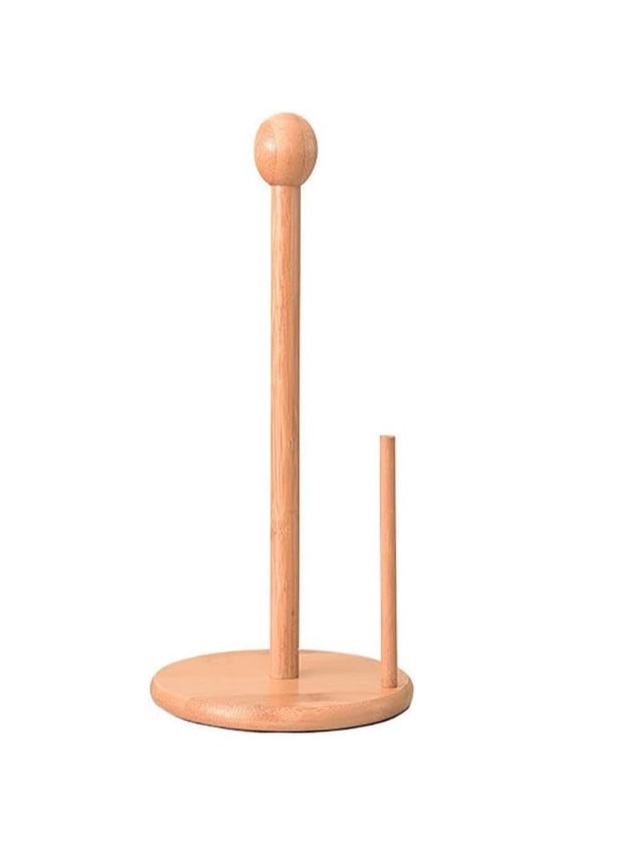 ECVV Bamboo Roll Holder countertop Tissue Stand Bamboo Paper Towel Holder Kitchen Paper Towel Stand Tissue Holder Paper Towel Holders Tissue Paper Bamboo Toilet | Round Shape Brown