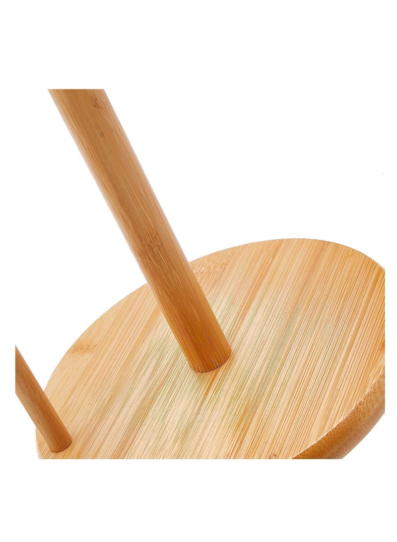 ECVV ECVV Bamboo Roll Holder countertop Tissue Stand Bamboo Paper Towel Holder Kitchen Paper Towel Stand Tissue Holder Paper Towel Holders Tissue Paper Bamboo Toilet | Round Shape Brown  - Image 5