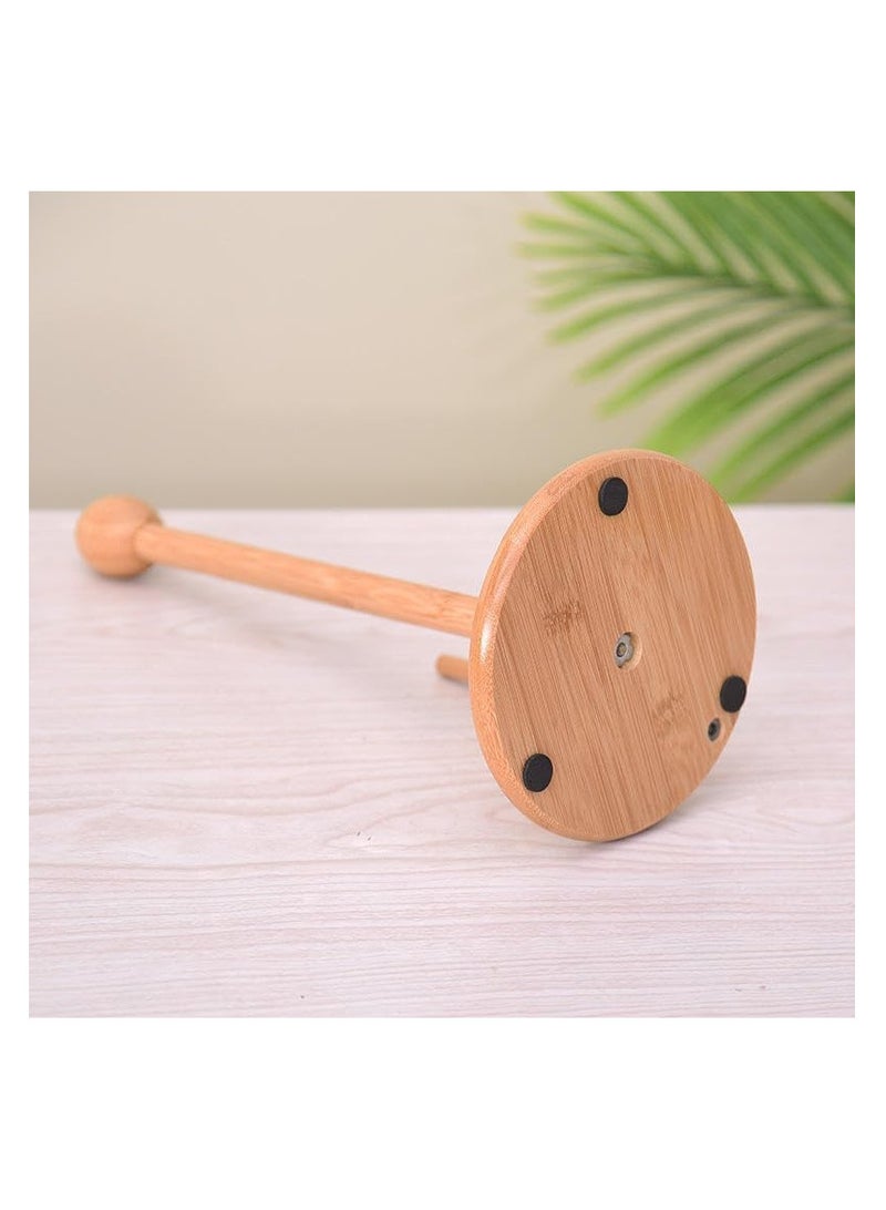 ECVV ECVV Bamboo Roll Holder countertop Tissue Stand Bamboo Paper Towel Holder Kitchen Paper Towel Stand Tissue Holder Paper Towel Holders Tissue Paper Bamboo Toilet | Round Shape Brown  - Image 3