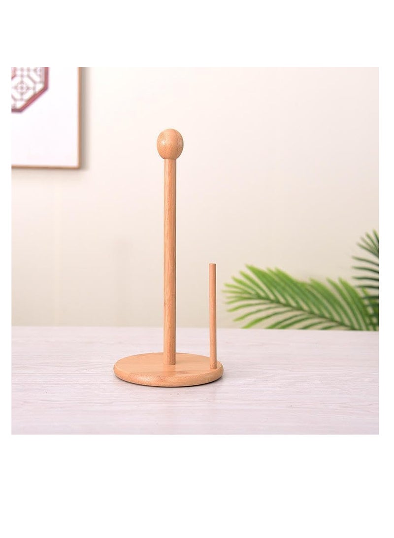 ECVV ECVV Bamboo Roll Holder countertop Tissue Stand Bamboo Paper Towel Holder Kitchen Paper Towel Stand Tissue Holder Paper Towel Holders Tissue Paper Bamboo Toilet | Round Shape Brown  - Image 4