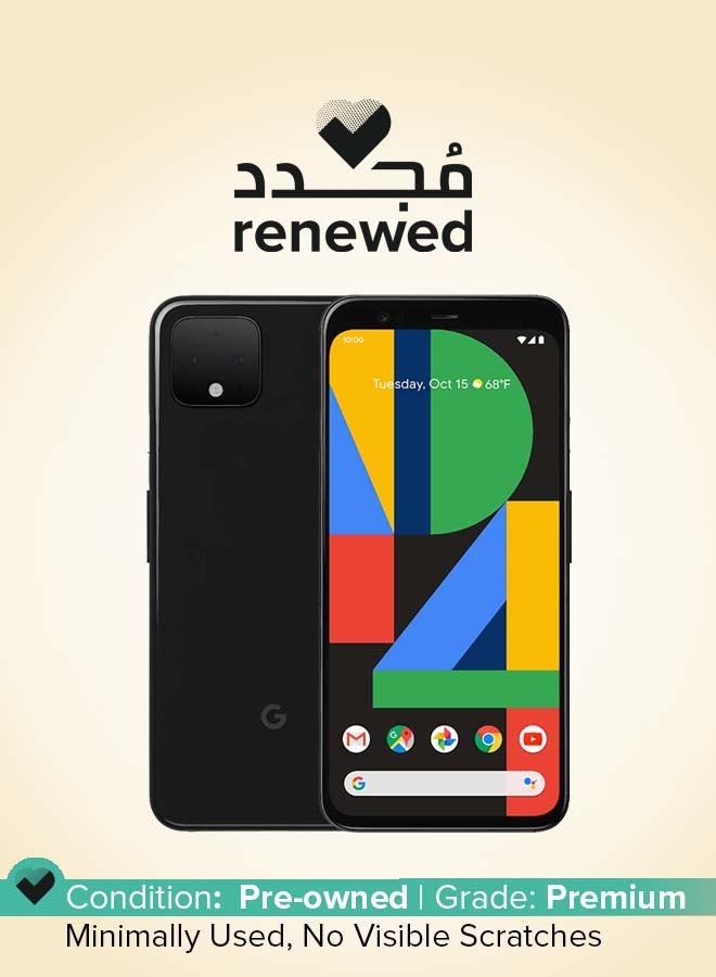 Renewed - Pixel 4 Dual SIM Just Black (1 E-SIM) 6GB RAM 64GB 4G LTE - International Version - pnsku/N70152799V/45/_/1739786736/986fece3-13f7-4731-9a56-80773d5894ff