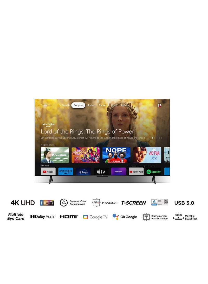 50-Inch 4K Smart Google TV with Dolby Audio, Dynamic Color Enhancement, HDR10, AIPQ 2.0, Edgeless Design Google TV 50P69B Black