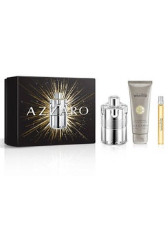 AZZARO Wanted Gift Set for Men 100ml + EDP 10ml + Hair & Body Shampoo 75ml 100+10+75ml  - Image 1