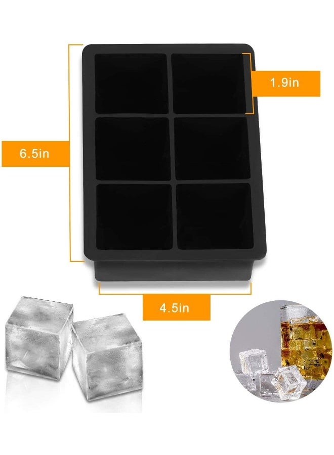 Large Size Ice Maker Hold Silicone Cube Tray And Ball (Set Of 2) Black