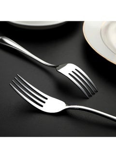 ECVV 6 Pieces Stainless Steel Dinner Forks, Find Top Heavy-Duty Forks Cutlery Set, 8 Inch Silver  - Image 3