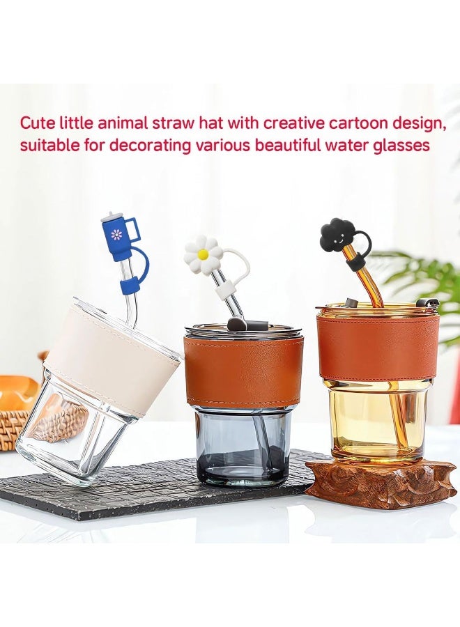 ECVV ECVV 10Pcs Straw Cover Cap for Stanley Cup Cute Cup and Flower Shape Silicone Straw Lids, Reusable Dust-Proof Straw Topper for Stanley Tumbler Accessories, 10mm Multicolor04  - Image 5