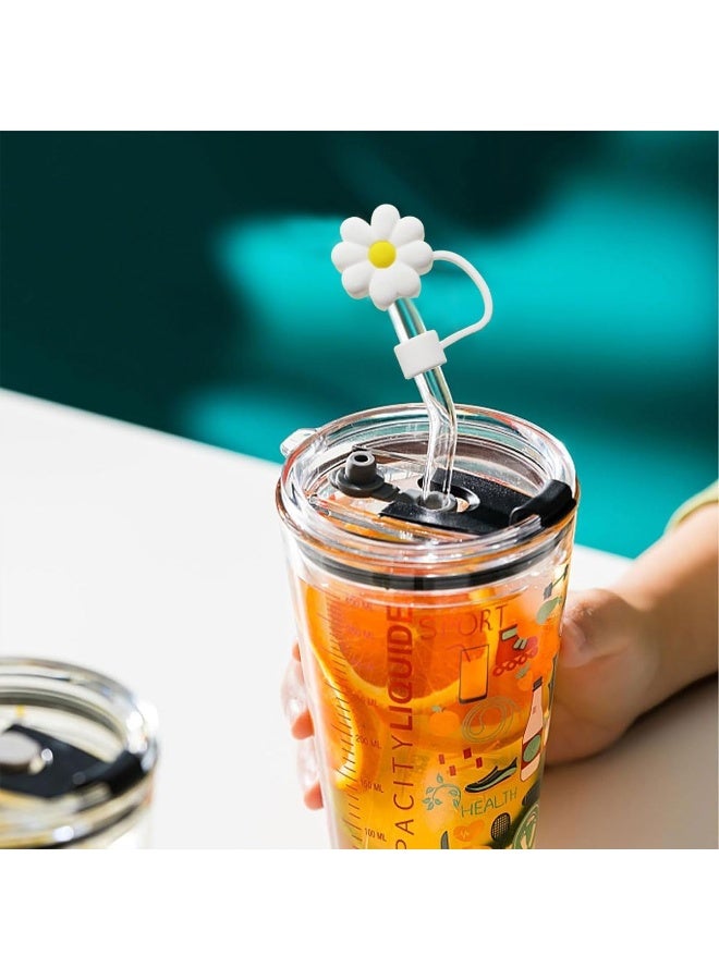 ECVV ECVV 10Pcs Straw Cover Cap for Stanley Cup Cute Cup and Flower Shape Silicone Straw Lids, Reusable Dust-Proof Straw Topper for Stanley Tumbler Accessories, 10mm Multicolor04  - Image 3